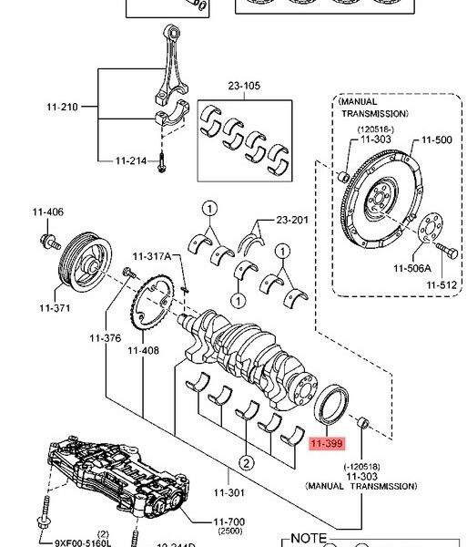Retén Trasero de Cigüeñal Medida 90x105x10 o 89x105x10 para motores Mazda Skyactiv y MZR - Calidad Korea